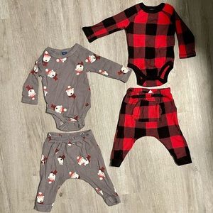 Waffle Print Old Navy Matching Long Sleeve Sets Christmas 6-12M
